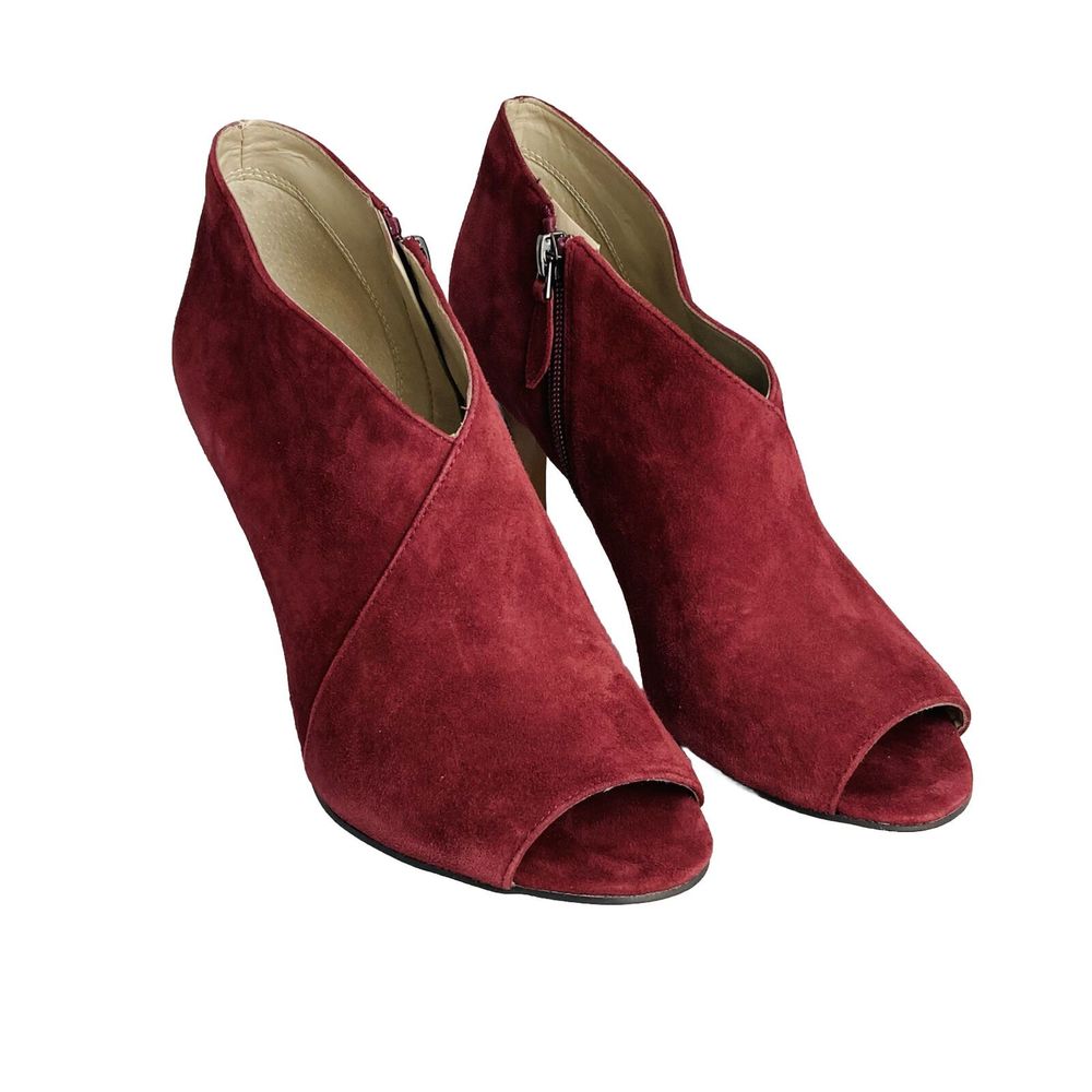 Franco Sarto Tiff Putty Suede Open Peep Toe Booties Pumps Women’s Size 9M